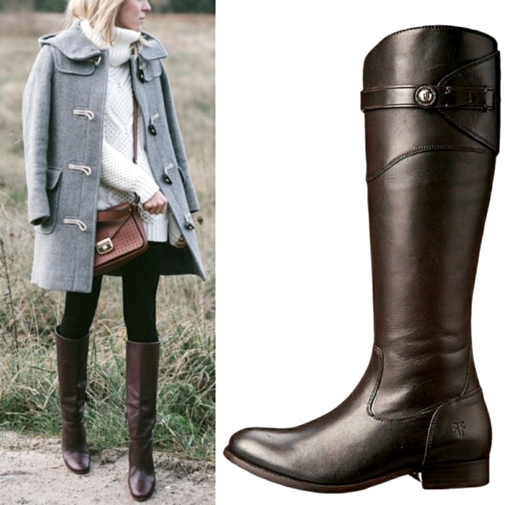 $438 Frye Molly Button Black Leather Equestrian Tall Knee High Zip Up WinterBoot - Picture 1 of 10